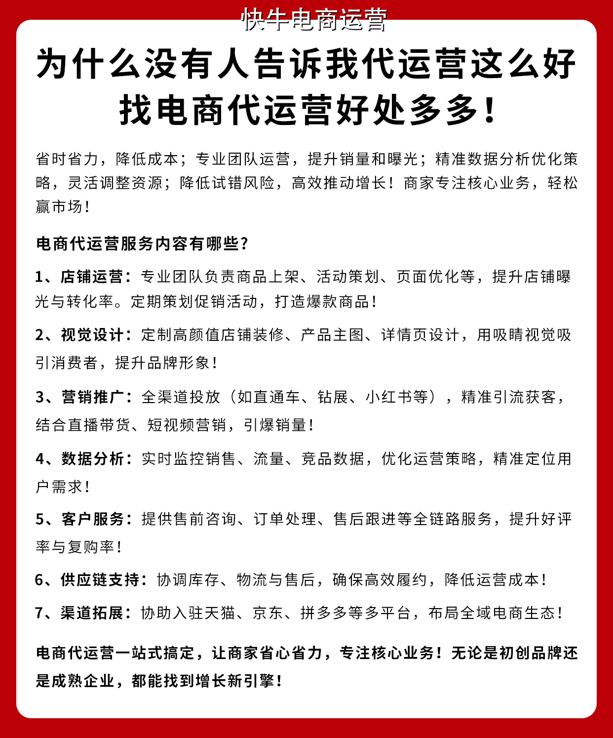 一个专业的代运营团队